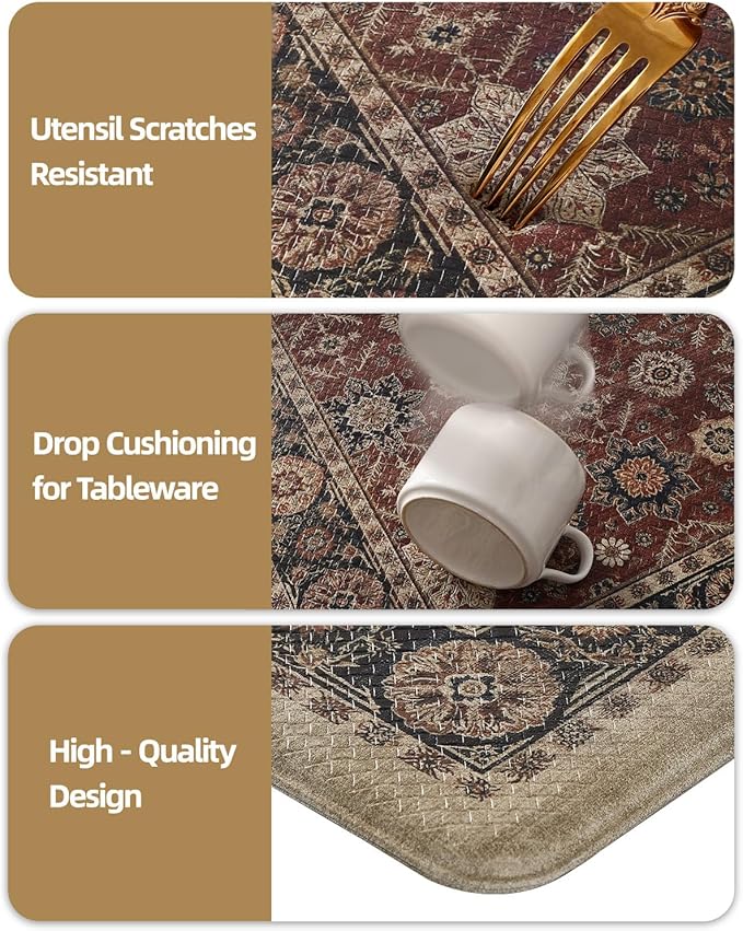 Color&Geometry Anti Fatigue Kitchen Mats for Floor 24x59, Vintage Decor, Easy Clean, Waterproof & Oil Proof, 0.4" Thick Cushioned, Non-Slip Kitchen Runner Rug for Sink, Laundry, Office, Deep Russet