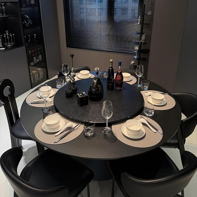 Faux Leather Placemats Set of 6, PU Heat Resistant Dining Table Mats, Waterproof Wipeable Non-Slip Place Mats for Kitchen Dining Table Decoration, Grey