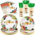 NatNarr Hawaiian Party Supplies Set, Paper Tableware Set by NatNarr