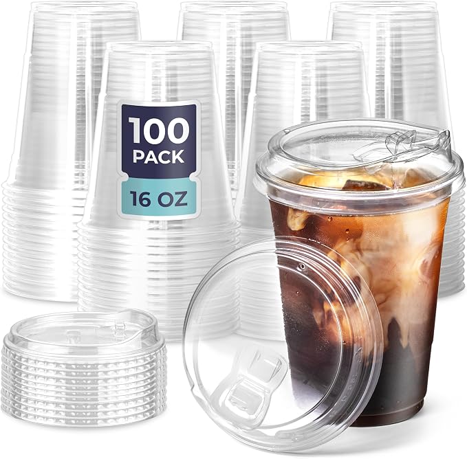 Fit Meal Prep 100 Pack 16 oz Clear Plastic Cups by FMPBRANDS