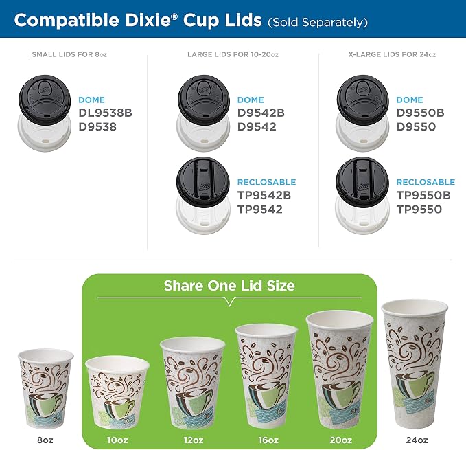 Dixie PerfecTouch 12 oz Paper Coffee Cup and Lids By GP PRO, Coffee Haze Design - Image 4