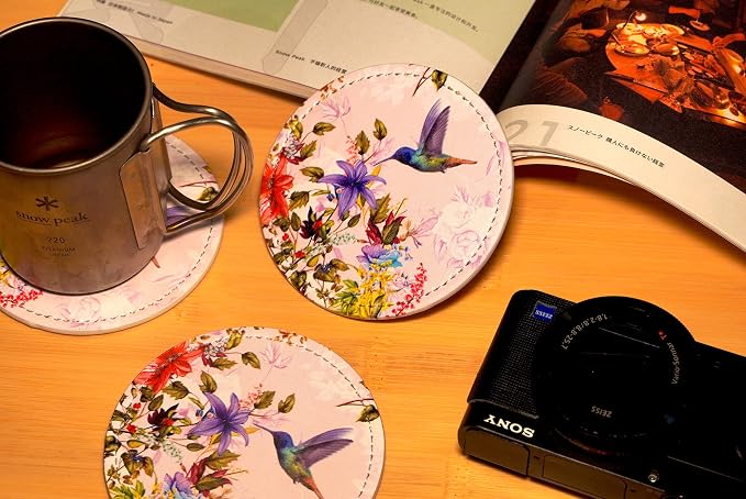 Hummingbirds Bird Flower Coasters - Image 3
