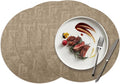 15 inch Faux Leather Round Placemats Set of 4 Non-Slip Washable Wipeable Table Mats, Heat Resistant Waterproof Oilproof Light Coffee Place Mats for Kitchen, Dining, Party, Indoor, Outdoor