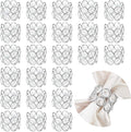 Crystal Metal Napkin Rings Set, Elegant Wedding/Party Table Decor, Shiny Holiday Dinner Accessories Bulk, Bridal Shower Gift, Anniversary, Christmas, Home Decor Essentials (Silver, 24-Pcs)