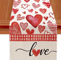 Valentine's Day Table Runner Decorations, Linen Red Table Scarf by JVUZIQ