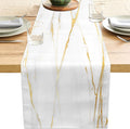 White Gold Table Runner Marble Linen Table Runners, Long Coffee Dresser Runners by LXXTK