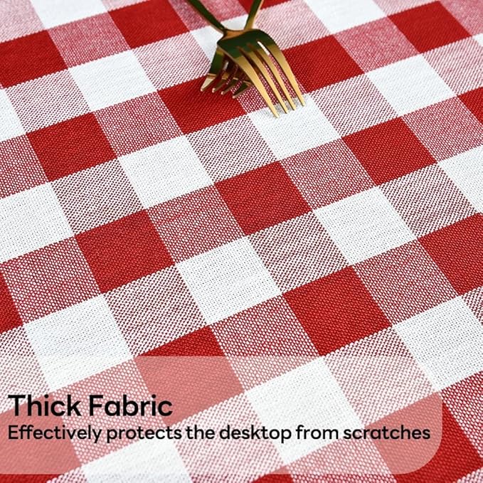 Gingham Table Cloth for Rectangle Tables red Checkered Plaid Tablecloth Heavy Duty Cotton Blend Washable & Wrinkle Table Cover for Outdoor Kitchen Dining Picnic Camping (60x120 Inch)
