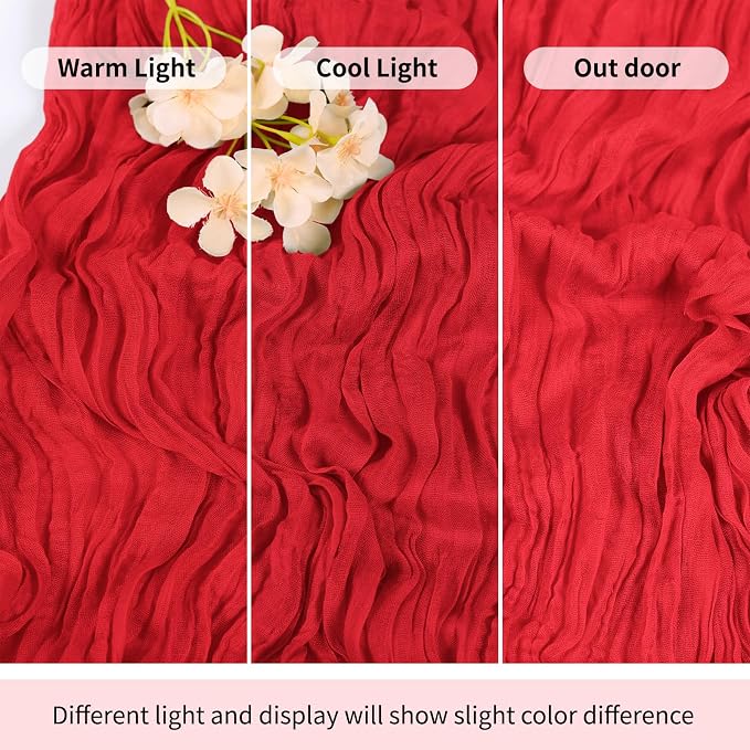 3 Pack Red Cheesecloth Table Runner 17x108 Inch Semi Sheer Boho Gauze Cheese - Image 7