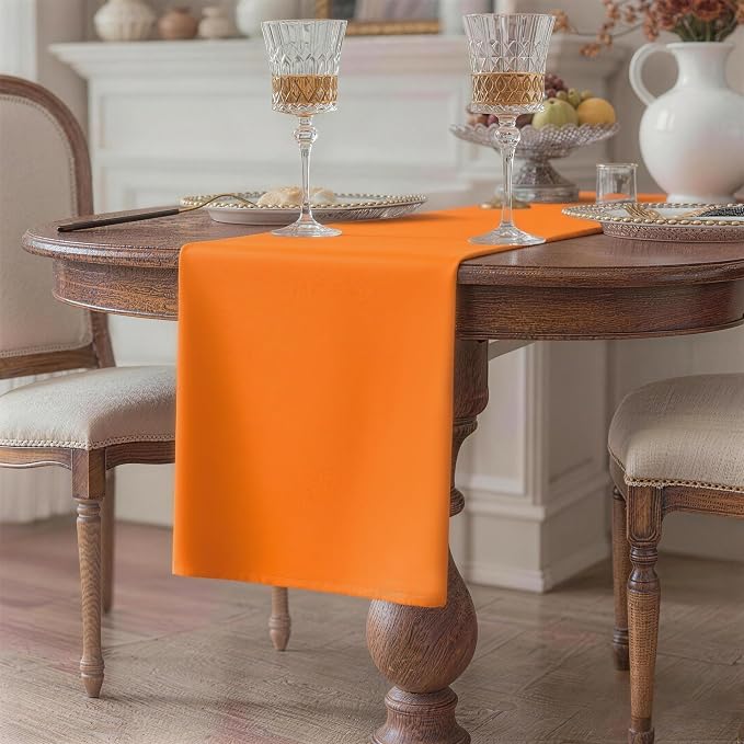 Orange Table Runner, Waterproof Washable Runners 36 Inches Long | Reusable - Image 2