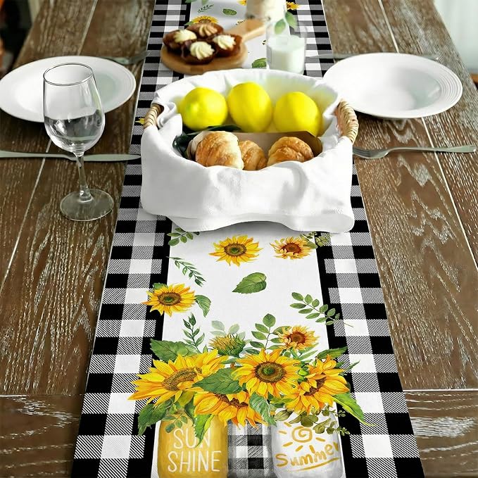 Sunflower Summer Table Runner 13x60 Inch, Kitchen Dining Table Decoration - Image 3