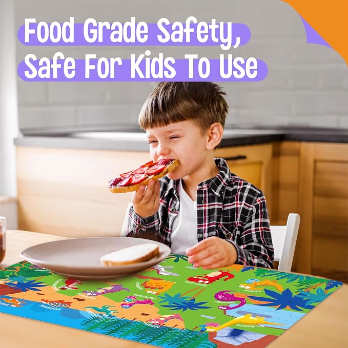 6 Pack Placemats for Kids, Non-Slip Washable Dining Mats, Reusable Jungle - Image 6