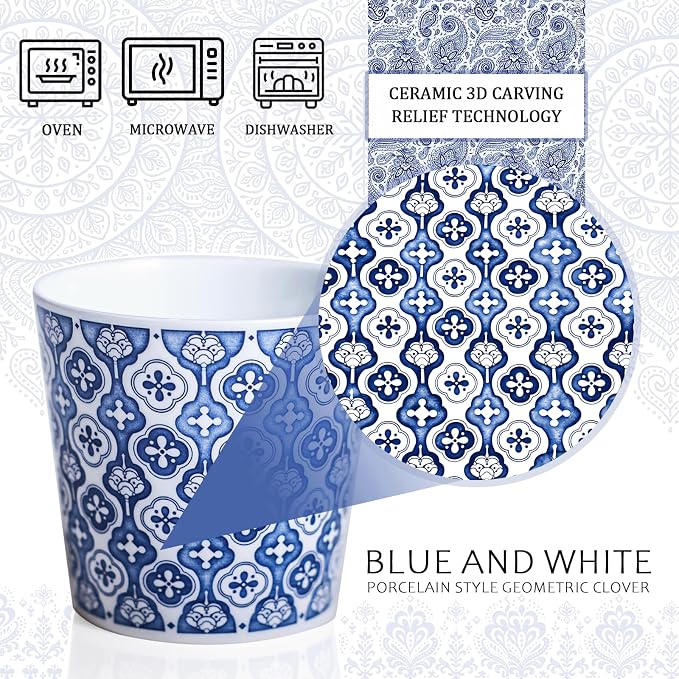 YQ&AMK 6.76oz Artisan Hand-Carved Jingdezhen Porcelain Tumbler – Blue & White - Image 2