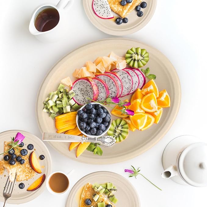 100% Compostable Oval Paper Plates, 12.5Inch 50Pack Disposable Heavy Duty - Image 7