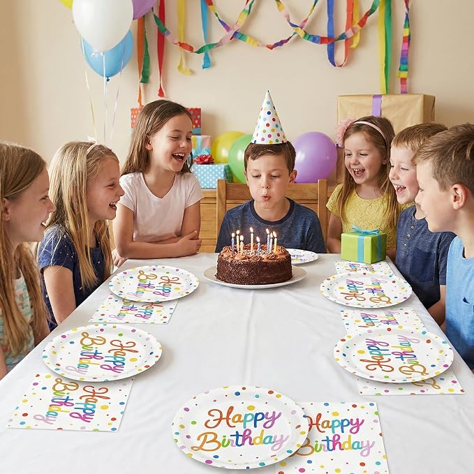 50 Pcs Happy Birthday Paper Plates and Napkins Disposable Party Decorations | 7 - Image 6