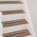 Homespice Prescott Jute Braided Stair Tread, Country Primitive Decor, Set of 13, Black and Red 8x28 Rectangle Rugs for Stairs - Easy to Clean, Tightly Stitched and Durable