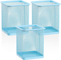 Segarty Pen Holder for Desk, 3 Pack Square Light Blue Pencil Holder, Wire Mesh by Segarty