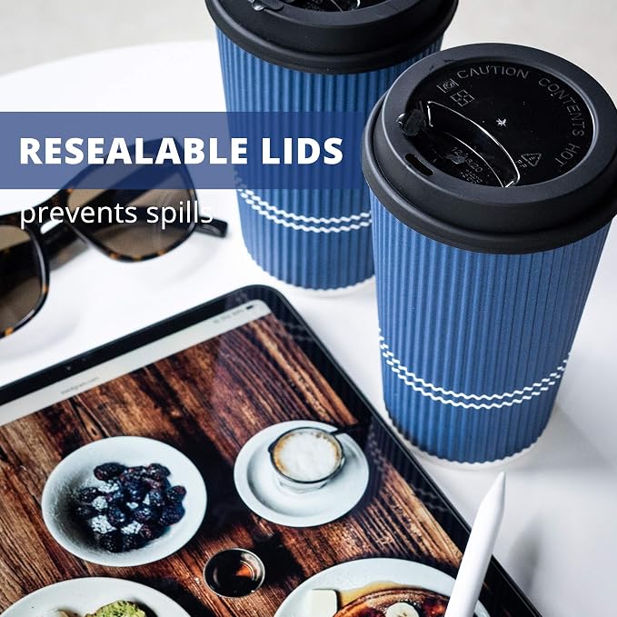 Disposable Coffee Cups With Lids - 16 oz To Go Coffee Cup. Large Travel Cups - Image 4