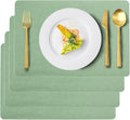Vinyl Placemats Set of 4 Faux Leather 100% Waterproof Wipeable Washable Place Mats Heat Resistant Easy Clean Non-Slip Table Mats for Indoor Outdoor. (4, Green)