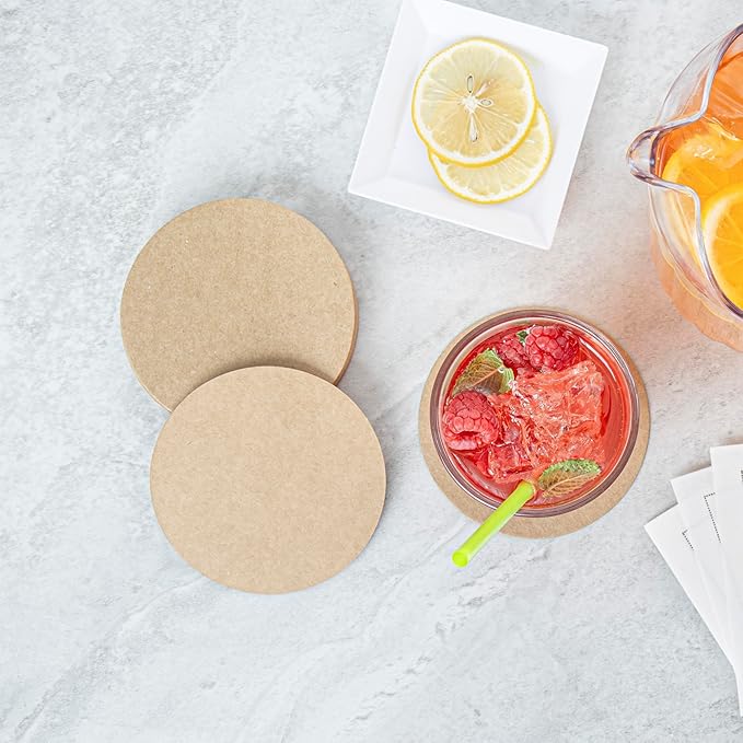 Restaurantware Paper Coasters 100 Pack of 4 Inch Disposable Beverage Coasters Absorbent for Hot and Cold Drinks Kraft Coffee Cup Essentials for Table Decor, Kitchen, Home Patio or Living Room