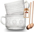 Mfacoy Vintage Coffee Mugs Set of 2, 14 oz Embossed Glass Cups by Mfacoyisalifestylebrand