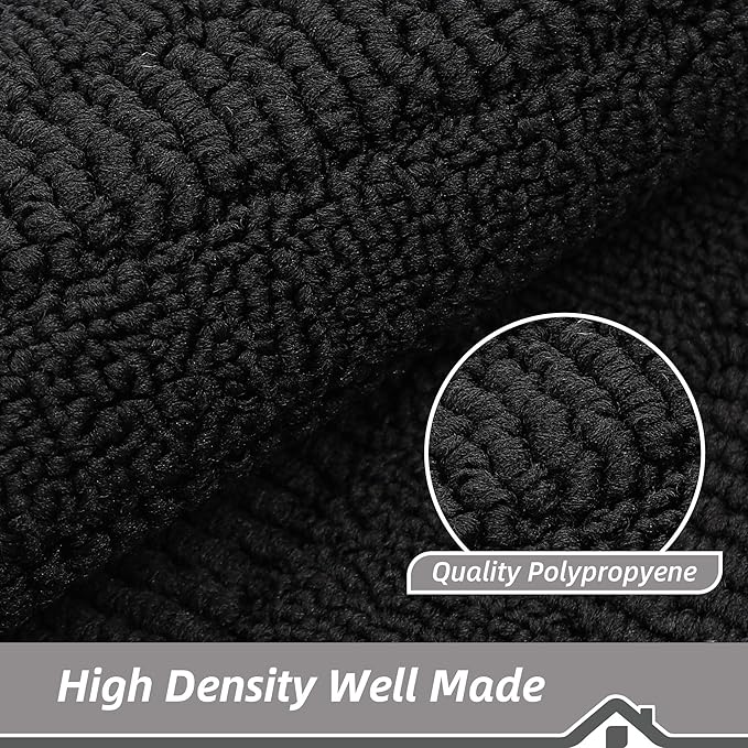 BEQHAUSE 24x40 Inch Kitchen Rug Mat Durable Kitchen Rugs Non-Slip Washable Absorbent Kitchen Mats for Floor Dirt-Resistant Semicircular Kitchen Mat (Black)
