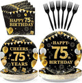 Grencian 96PCS 75th Birthday Party Decorations 75th Birthday Plates and Napkins by Grencian