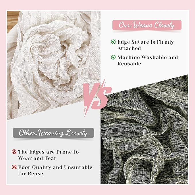 Ivory White Table Runner, 10 Ft 120 in Cheesecloth Table Runner, Spring Rustic Table Runners for Wedding, Party, Bridal Shower, Boho Table Runners for Valentines Day and Easter
