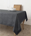 Solino Home Linen Tablecloth 60 x 90 Inch - 100% Pure Linen Charcoal Grey Table Cloth for Rectangular Tables - Athena, Machine Washable Cloth Tablecloth for Winter, Spring