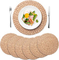 6 Pack, Round Woven Placemats, Natural Water Hyacinth Place mats, Braided Straw by YANGQIHOME