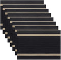 PIGCHCY Luxurious Placemats Set of 8, 18 x 12 inches Elegant Placemats Non-Slip Washable Durable Table Mats for Home/Dining Room Decoration (Black)