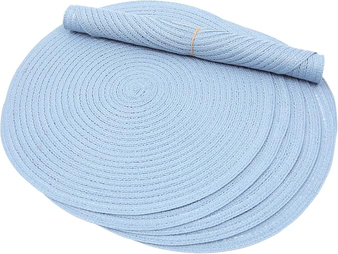 SHACOS Round Braided Placemats Set of 8 Washable 15 inch Round Non Slip Table - Image 6