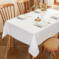 Textured White Fabric Table Cloth Rectangle Stain Resistant & Reusable Faux Linen Rectangular Tablecloth Easy Clean for Dining Kitchen Wedding 60 x 102 Inch