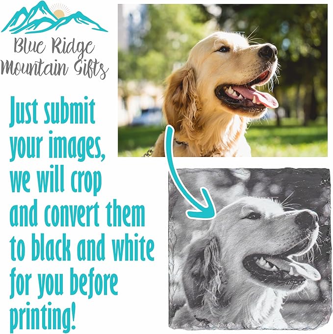 Blue Ridge Mountain Gifts - Custom Printed with Photos of Parents or Grandparents, Personalized Coasters for Married Couple, Slate Square Coasters for Husband and Wife