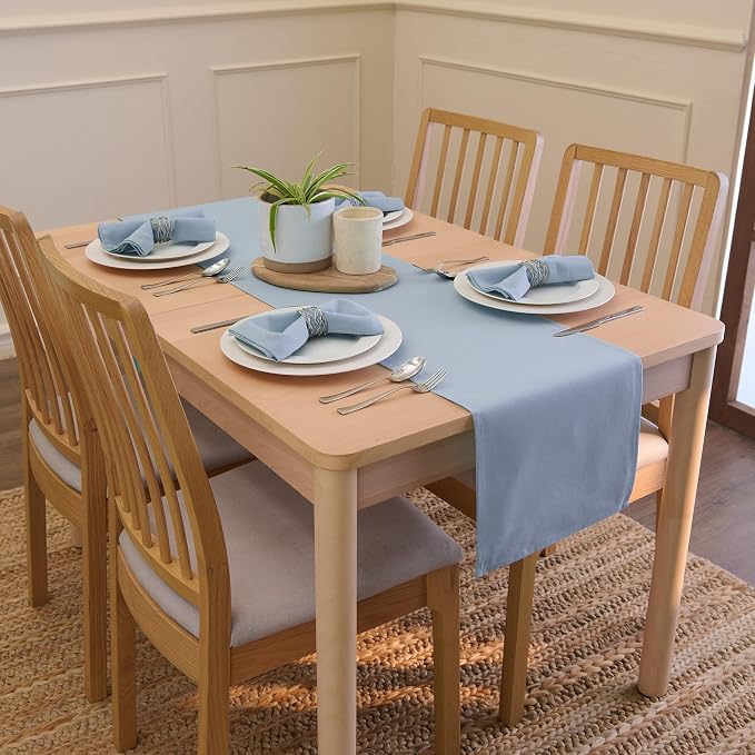 Encasa XO Table Runner, Cotton Canvas Dining Runner 13"x94" | B Grey, 180 GSM - Image 2