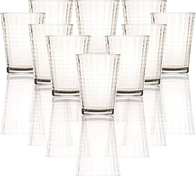Circleware Matrix Juice Drinking Glasses, Huge Set of 10, Heavy Base Tumbler by Circleware