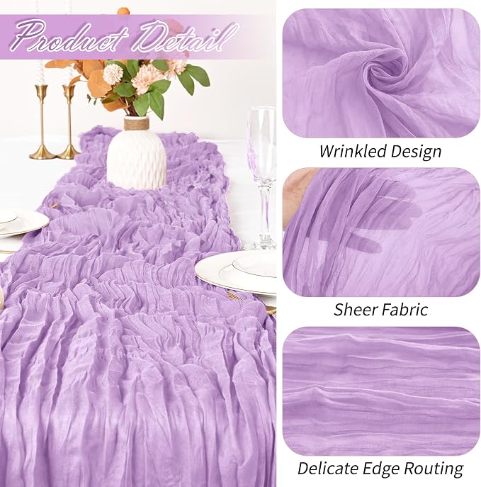 30 Pack Lavender Cheesecloth Table Runner 17 x 108 inch Cheese Cloth Table - Image 3