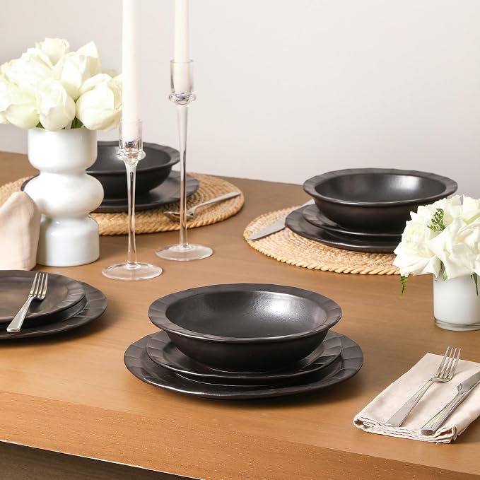 Stone Lain Oasis Stoneware 24 Piece Dinnerware Set, Home Kitchen Dish Set - Image 6