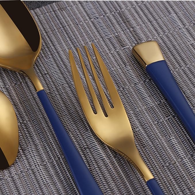 Blue-Gold Silverware ZILNEHZ Flatware Set for 6 Stainless Steel Cutlery Set Elegance Luxury Tableware Set Forks and Spoons Utensil Sets for Home Restaurant Dishwasher Safe