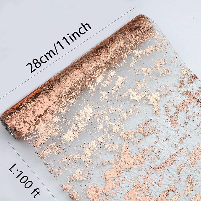 Snowkingdom Rose Gold Table Runner 11 Inch x 100 Feet Glitter Sequin Metallic - Image 4