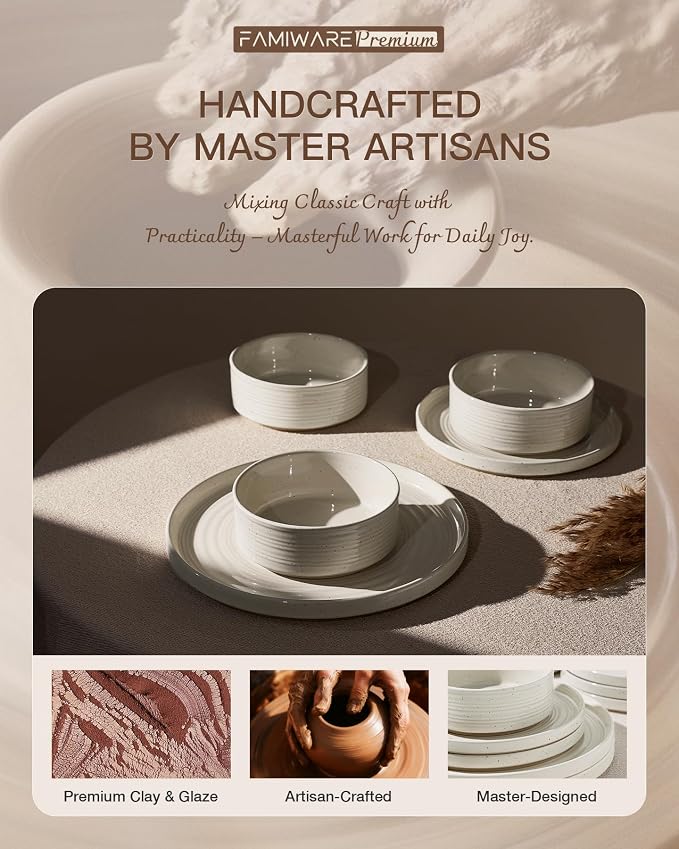 Stoneware Dinnerware Set for 4, Plates and Bowls - Image 6