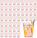 48 PCS Plastic Ribbed Drinking Glasses Pink 10oz Vintage Ripple Stemless Wine by SHIQIKEJIPTY