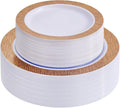 I00000 102 Pcs Wood Grain Brown Plastic Plates, Brown Party Plates Premium Plastic Disposable Plate Disposable Include 51 Dinner Platos 10" & 51 Dessert Platos 7", Elegant Wood Grain Design for Party