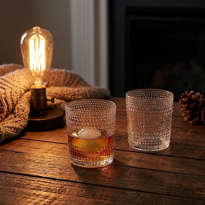 OLULU Cocktail Glasses 10 oz Set of 2, Glass Hobnail Drinking Glasses, Vintage - Image 8