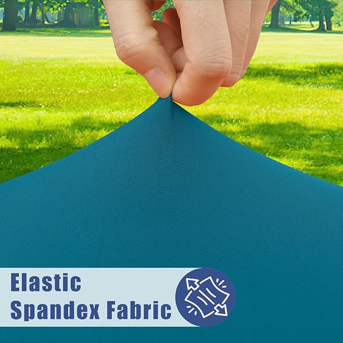 Spandex 8 Foot Rectangle Table Cloth 2 Pack, Elastic Fitted Tablecloths for Picnic, Stretch Washable Patio Table Cover for Outdoor, Camping, Banquet and Parties(Peacock Blue, 30"x96")