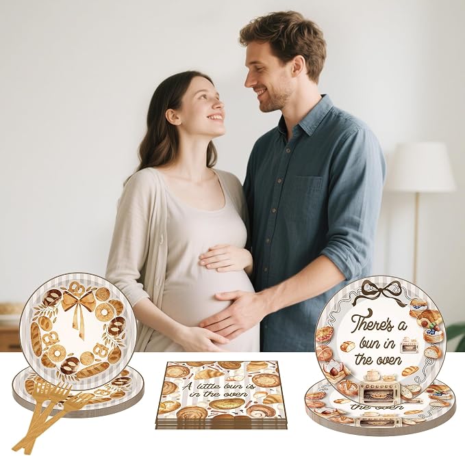 96 Pcs Bun in the Oven Baby Shower Decorations, Bakery Theme Plates Napkins - Image 7