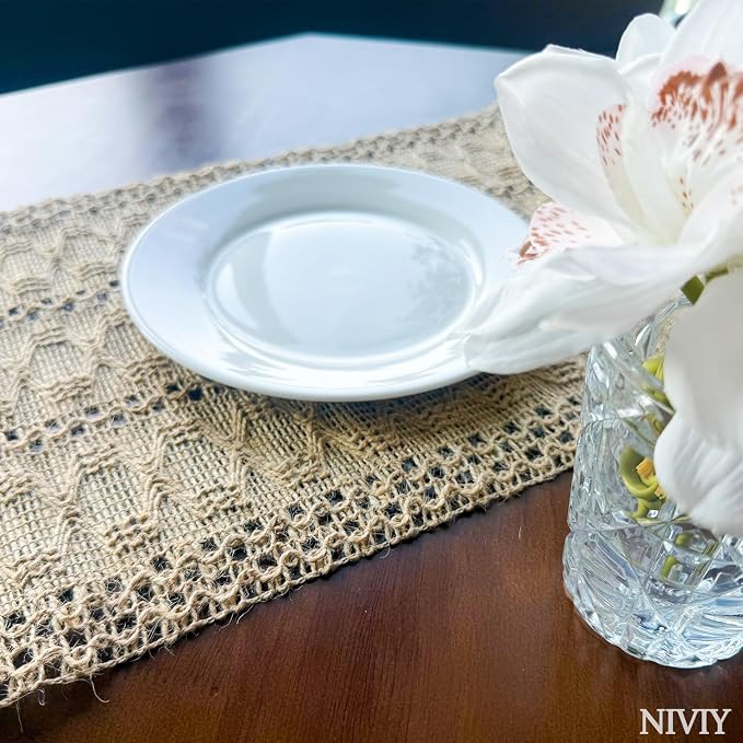 Burlap Placemats Set of 4, 12x18 Inch Natural Cotton Jute and Kitchen Woven - Image 8