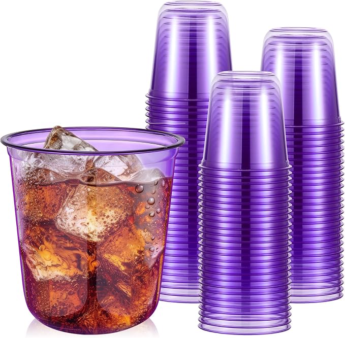 Ziliny 50 Pcs Disposable Stemless Glasses 12oz Crystal Plastic Wine Glasses by Ziliny
