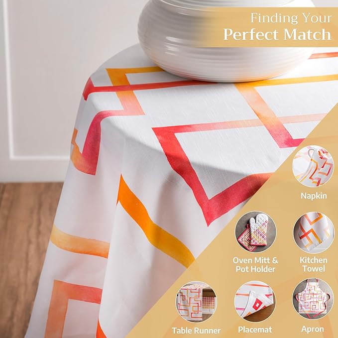 Maison d' Hermine Table Cloth Round Table 100% Cotton 63 Round Inches Tablecloth Reusable Decorative for Dining Room Farmhouse Home Valentines Day Decorations Spring Summer - Summer Maze