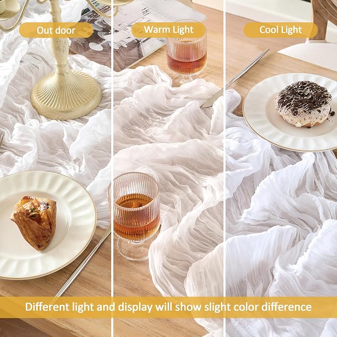 6 PackWhite Cheesecloth Table Runner Boho Gauze Wedding Decor | 120 Inch Sheer - Image 7