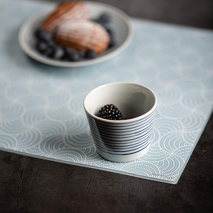 Mintrico placemat for Dining Table Set of 2 Silicone Heat Resistant Non Slip (2, Blue dot) …
